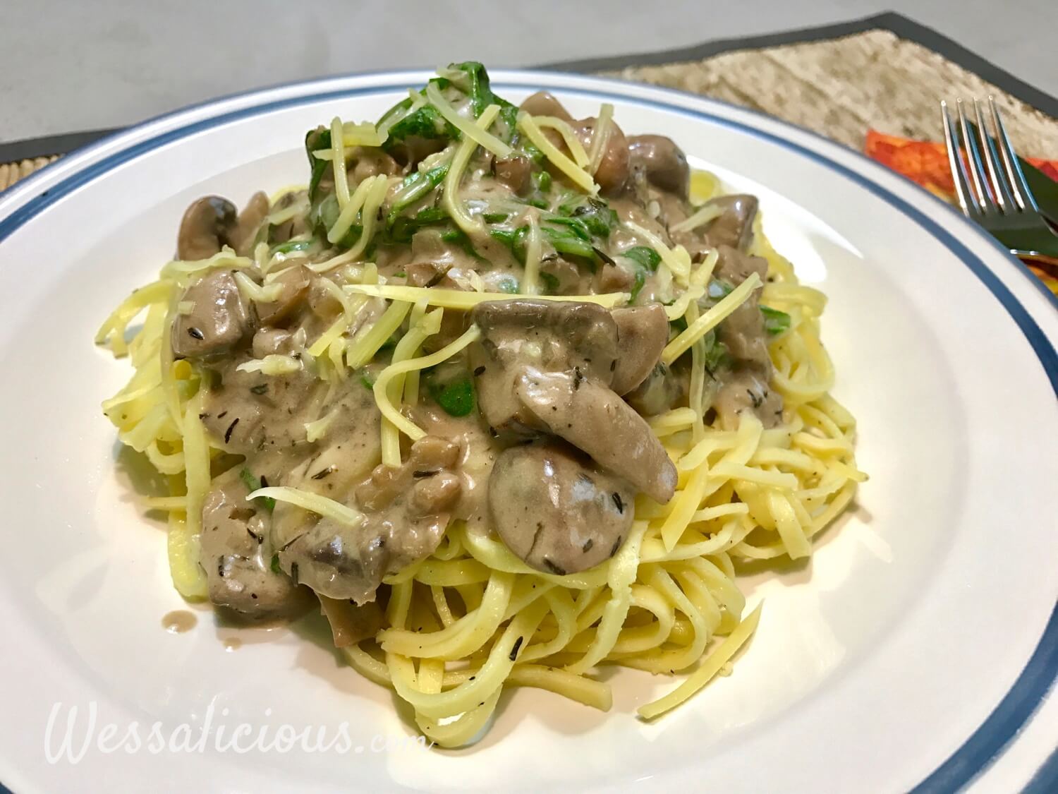 Herfstpasta met walnoot en paddenstoelen wessalicious