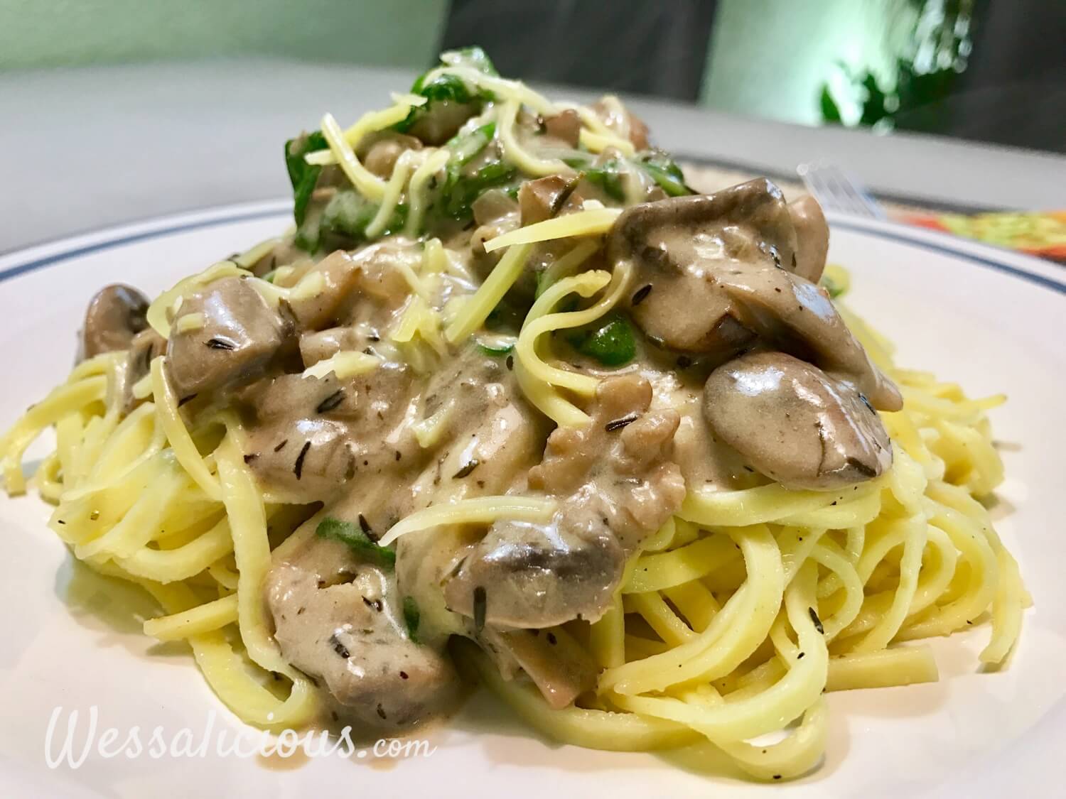 Herfstpasta met walnoot en paddenstoelen wessalicious