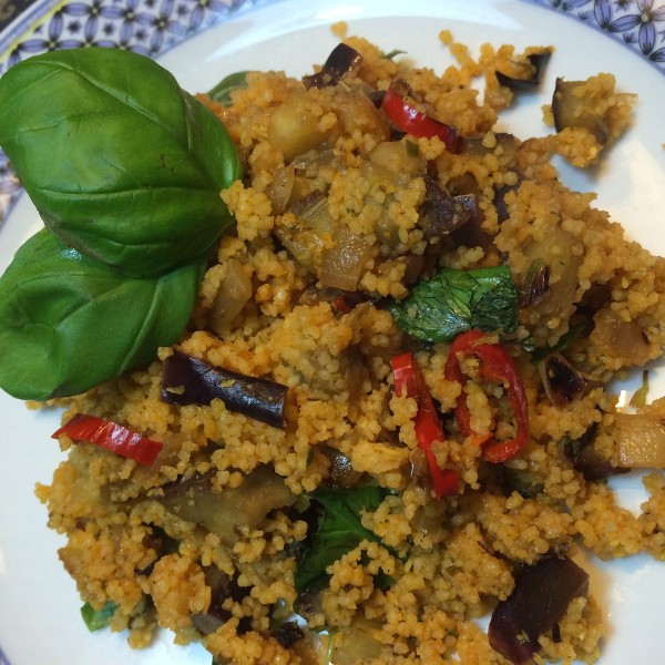 Tomaten couscous met aubergine